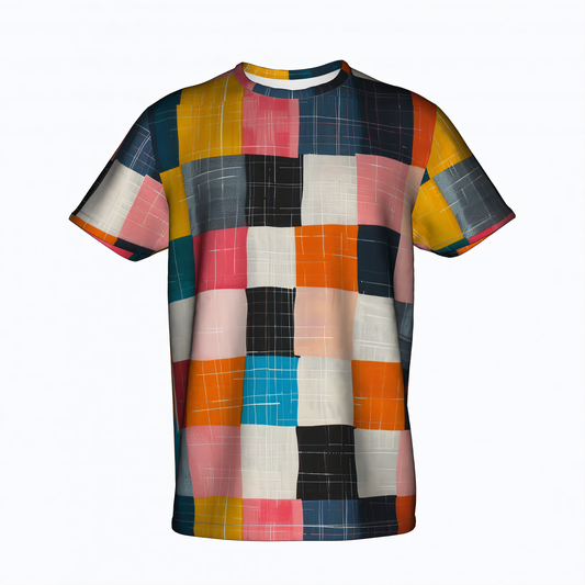 Chromatic Quilt Full Print Men's T-Shirt - Cotton