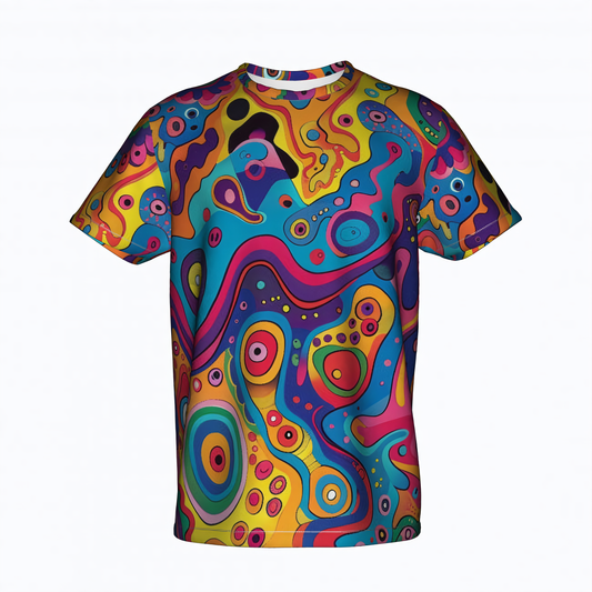 Psychedelic Waves Full Print Men's T-Shirt - Cotton